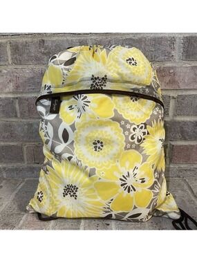 Thirty-One Floral Backpack in Yellow and Gray